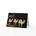 Greetings card Sahara night, caravan of camels