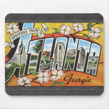Greetings From Atlanta Georgia, Vintage Mousepad