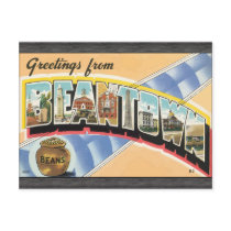 Greetings From Beantown Beans, Vintage Postcard