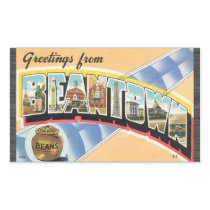 Greetings From Beantown Beans, Vintage Rectangular Stickers