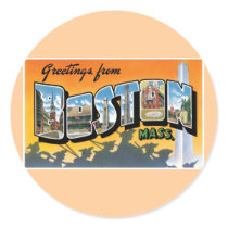 Greetings from Boston! Round Stickers
