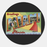 Greetings from Miami Florida Round Stickers