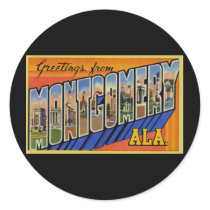 Greetings from Montgomery Alabama Round Stickers