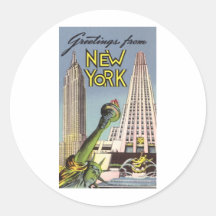 Greetings From New York Round Sticker