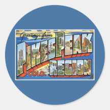 Greetings from Pikes Peak, CO! Round Sticker