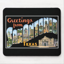 Greetings from San Antonio, Texas! Retro Post Card Mouse Pads