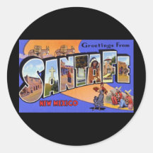 Greetings from Santa Fe New Mexico Round Stickers