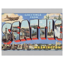 Greetings From Seattle Washington, Vintage Flyer