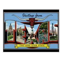 Greetings from Texas Vintage Postcard