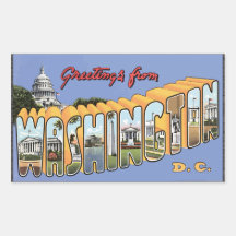 Greetings From Washington D.C., Vintage Rectangular Stickers
