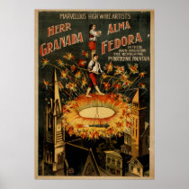 GRENADA FEDORA High Wire Act VAUDEVILLE Poster