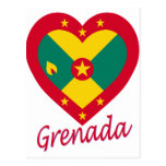 Grenada Flag Heart Postcard