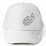 grenade on white cap hats