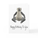 Grey and Beige fur Lemur Birthday Card