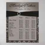 Grey and Black Damask Reception Seating Chart posters
