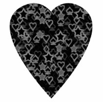 Grey and Black Heart. Patterned Heart Design.