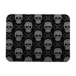 Grey and Black Sugar Skull Pattern Rectangle Magnet