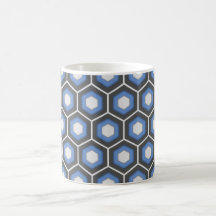 Grey and Blue Tiled Hex Mug