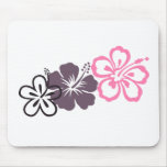 grey and pink hibiscus Hawaiian  theme Mousepads