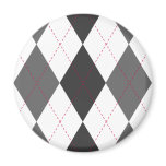 Grey and Red Argyle Magnet