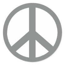 Grey and White Peace Symbol Round Sticker