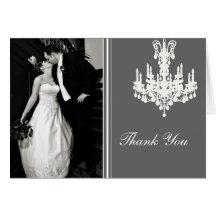Grey and White Photo Thank You Card