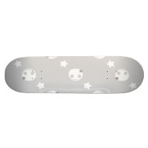 Grey and White Skulls and Stars Skatedeck Skateboard