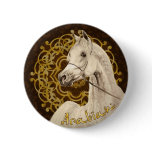 Grey Arabian horse round button