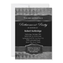 Grey Argyle Classic Retirement Party Invitations