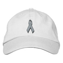 grey awareness ribbon embroidered baseball cap