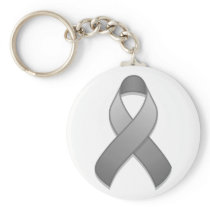 Grey Awareness Ribbon Keychain