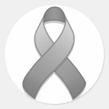 Grey Awareness Ribbon Round Sticker