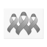 Grey Awareness Ribbon Trio Postcard