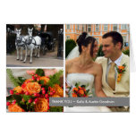 Grey band modern 3 photo montage thank you note greeting card