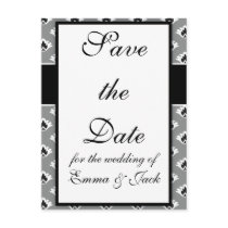 grey black and white small damask pattern design postcards