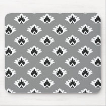 grey black and white tiny damask pattern mousemat