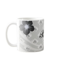 grey black and white tiny damask pattern coffee mugs