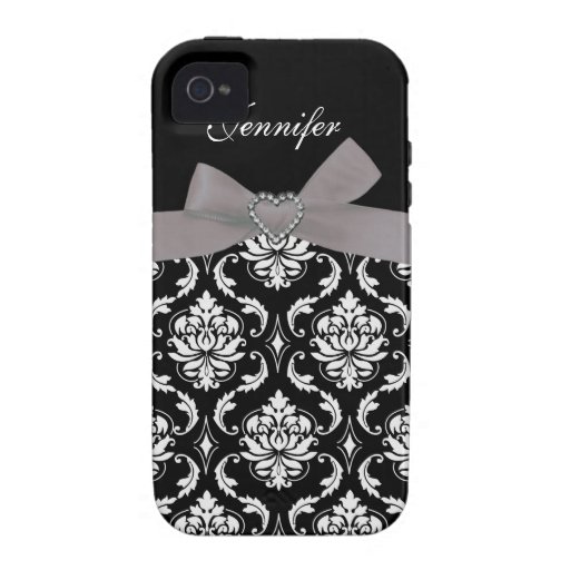 Grey Bow with Print Jewels Damask iPhone Case Case-Mate iPhone 4 Covers