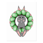 Grey Bunny And Colourful Easter Wreath Post Card