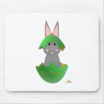 Grey Bunny Green Christmas Ornament Merry Christma mousepads