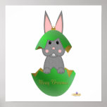 Grey Bunny Green Christmas Ornament Merry Christma posters
