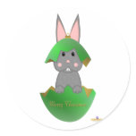 Grey Bunny Green Christmas Ornament Merry Christma