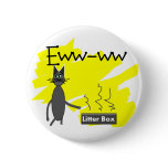 Grey Cat Art--Hilarious Stinky Litter Box and Cat Buttons