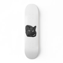 Grey Cat Big Eyes BW Picture Skateboard Deck