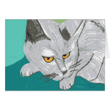 Grey cat, found Lincoln, NZ Greeting Card