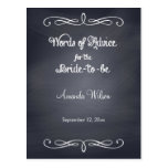 Grey Chalkboard Design Bridal Shower Advice Cards Postcard