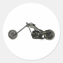 Grey Custom Motorcycle Round Stickers