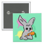 grey cute bunny with carrot button