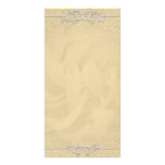 Grey Damask and White swirls on Yellow texture Photo Card Template
