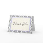 Grey Damask Thank You Card